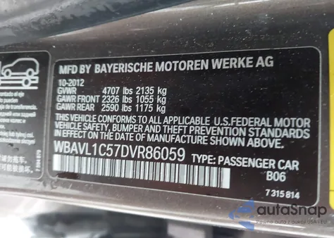 2013 BMW X1 xDrive28I из США, поврежденный, VIN WBAVL1C57DVR86059